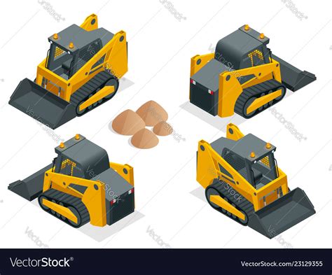 isometric tracked compact excavators vector|Isometric tracked compact excavators orange steer vector image.